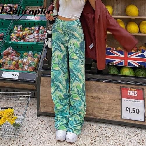 Rapcopter Paisley Piled Cargo Pants Ruched High Waisted Joggers Fashion Trousers Vintage Women Sporty Pants 2021 New Capris 90S