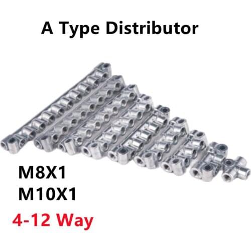 1 Pcs 4-12 Way Type A oil Distributor Oil Distributor Block Connector Machine Tool CNC Lubrication Oil Pump Accessories M8 M10X1