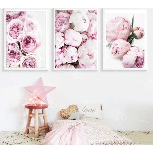Vogue Art Posters and Prints Pink Peony Flower Nordic Bedroom Decoration Canvas Painting Wall Art Picture for Living Room