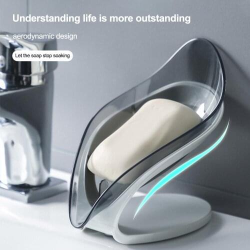 Silicone Soap Dish Leaf-shaped Bathroom Free Punching Drain Soap Dish V-shaped Water Filter Drying Cup Holder Bathroom Organizer