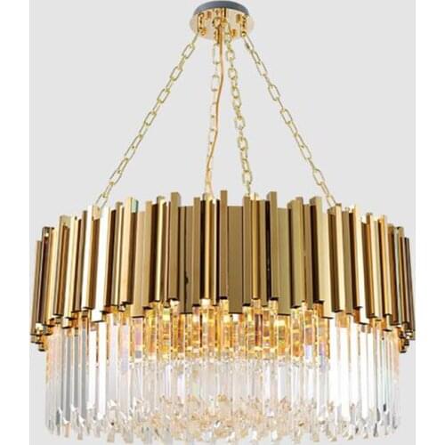 Modern luxury round gold crystal chandelier lighting for living room dinning room zyrandol LED hanging lamp kitchen chandeliers