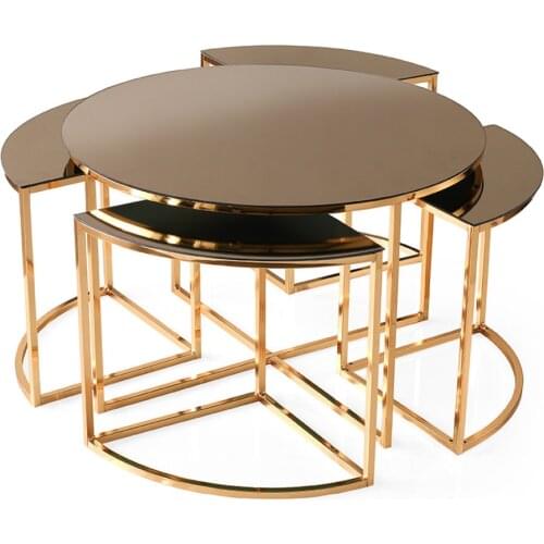 Modern Jasper Medium coffee table Set Gold Plated Bronze Glass coffee tables table basse furniture living room table
