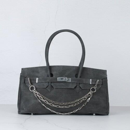 Handbags For Woman Denim Chain Casual Tote Hand Big Bag Vintage Canvas Fashion Designer Luxury Brand Bags Female
