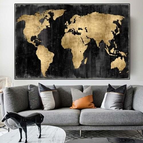 Vintage Abstract World Map Poster Canvas Painting Big Size Poster and Prints Wall Cuadros Art Picture for Living Room Decoration