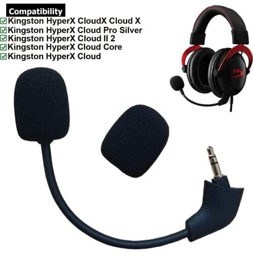 Replacement Game Mic 3.5mm Microphone for Kingston HyperX Cloud 2 II X Core Pro Silver Cloudx Gaming Headsets Headphones