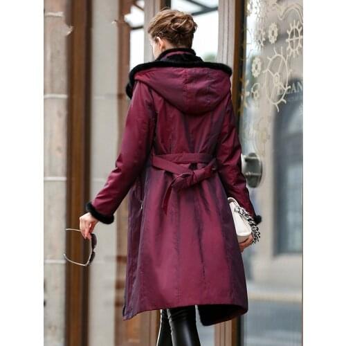 Rabbit Natural Luxury Fur Liner Parka Winter Jacket Women Real Mink Fur Collar Long Coat Female Parkas Plus Size MY3603 s