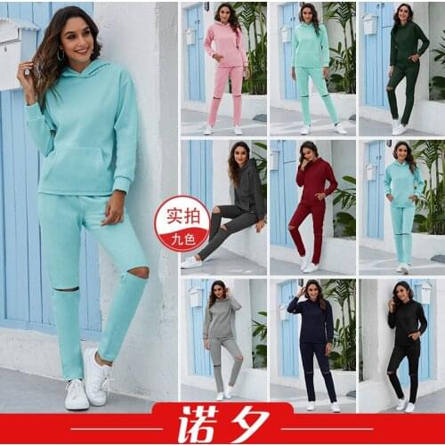 Womens Sets pants 2020 Hot Style Autumn and Winter Leisure Thicken Plus Velvet Hooded Sports Suit suits women clothings LX1219