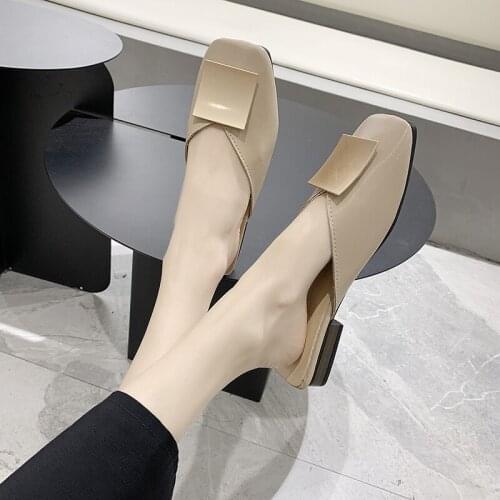 Women slippers outside spring new Half drag single shoe square head Comfortable skin-friendly elegant wild platform shoes U30-13