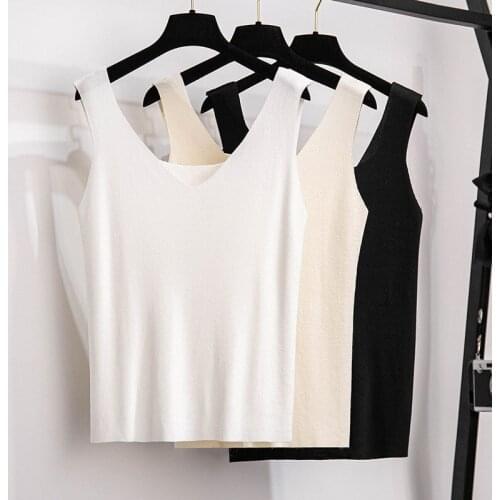 160Kg Plus Size Womens Bust 150/160cm Ice Silk Knitted Vest T-shirt Solid Slim Bottoming Sleeveless T-shirt 3XL 4XL 5XL 6XL 7XL