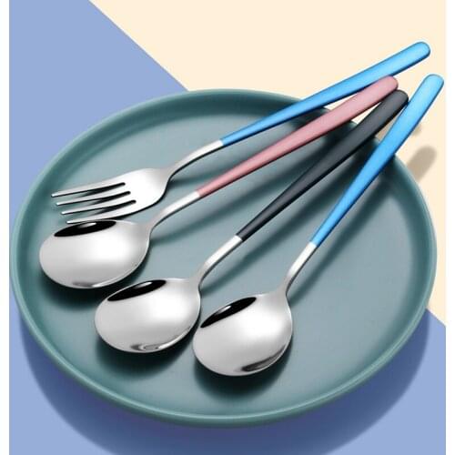1Pc Long Handle Fork Dessert Spoon Household Tableware Spoon 304 Stainless Steel Kitchenware