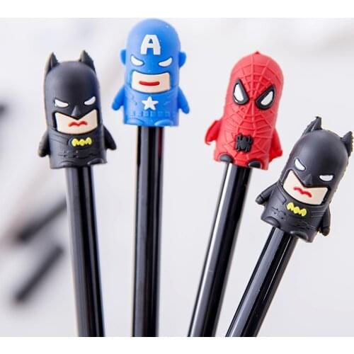 1PC Creative Lovely New Super Hero Cartoon Pen Head Gel Pens Signing Pen For Kids Novelty Gift Stationery School Supplies