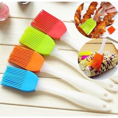 1pc Small Silicone Pastry Brush Baking BBQ Basting Brush Baking Oil Barbecue Brush Clear Handle Kitchen Tools Accessories