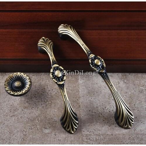 Retro Vintage 10PCS European Solid Brass Kitchen Cabinet Door Handles Cupboard Wardrobe Drawer Wine Cabinet Pulls Handles&Knobs