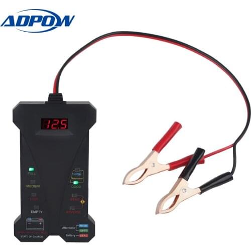 12V Car Battery Tester Digital Voltmeter and Charging System Analyzer Alternator Tester Motorcycle Automotive Diagnostic Tool