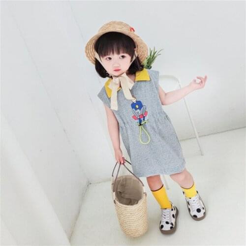 2020 Baby Girls Dress Casual Cartoon Printed Short Sleeve Kids Dresses For Girls Toddler Baby Clothes Summer Loose Child Dress