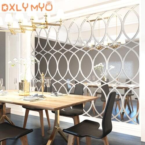 3D Large Wall Sticker Geometry Pattern Acrylic Mirror Wall Stickers Living Room Dining Room Bedroom TV Background Wall Decor