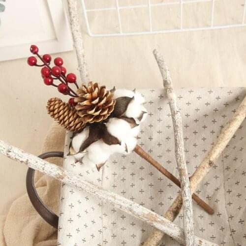 5 Heads cotton Branch Flowers Natural Dried Artificial Plants Flowers Branch for Home Wedding Decoration wall Fake Flowers