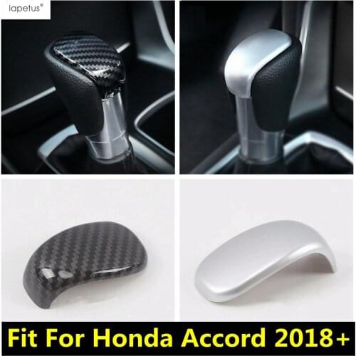 Lapetus Accessories For Honda Accord 2018 2019 2020 ABS Gear Shift Head Knob Molding Matte / Carbon Fiber Look Cover Kit Trim