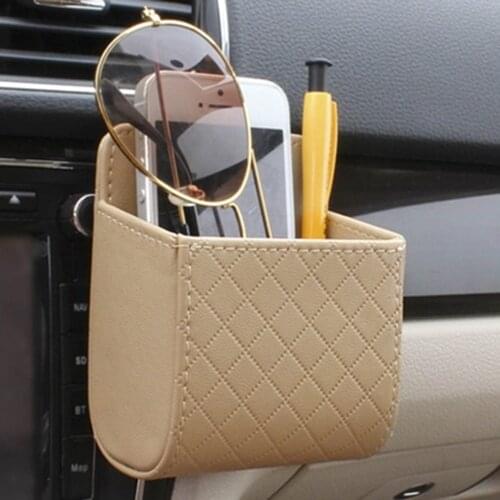 Car Outlet Vent Seat Back Tidy Storage Box Pu Leather Coin Bag Case Pocket Organizer Hanging Holder Pouch Automobile Accessories