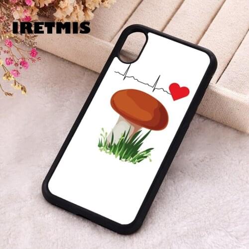 Iretmis 5 5S SE Phone Cover Case for iPhone 6 6S 7 8 Plus X Xs XR 11 12 Mini Pro Max Silicone Porcini Mushrooms With Heartbeat
