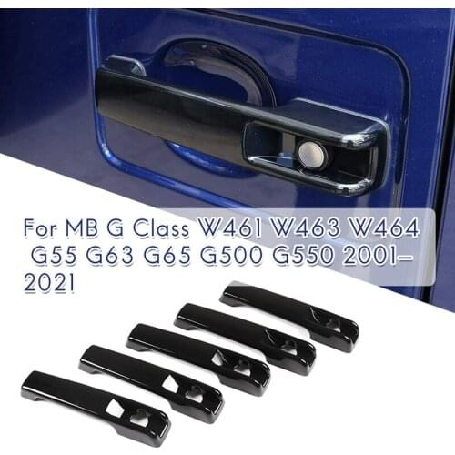 Gloss Black Outside Exterior Door Handle Protector Cover Trim for Mercedes Benz G-Class W461 W463 G55 G63 G500 2001-2021