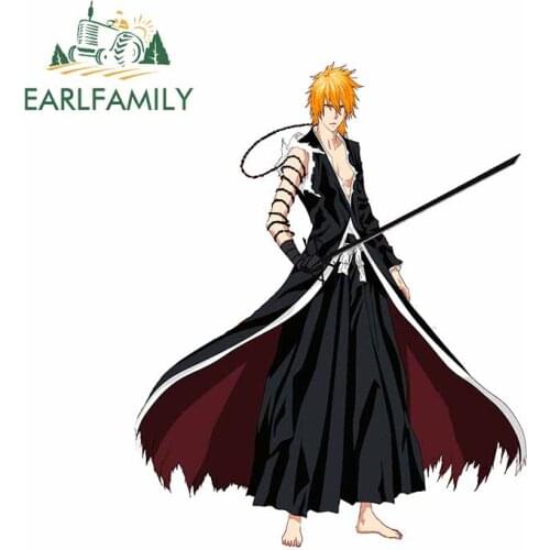 EARLFAMILY 13cm x 10.7cm for Ichigo Kurosaki Bleach Auto Bumper Window Car Stickers Fashion Occlusion Scratch Anime Decals
