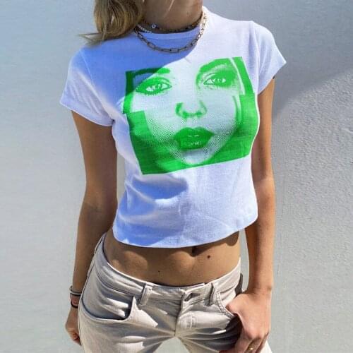 Hot Print Tees Shirt Graphic Casual T-Shirt For Women Fashion Streetwear Summer Funny Crew Neck Camisetas Mujer Harajuku Top