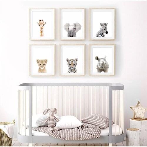 Giraffe Elephant Lion Zebra Canvas Painting Wall Art Nordic Posters and Prints Wall Pictures for Living Children Room Decoration