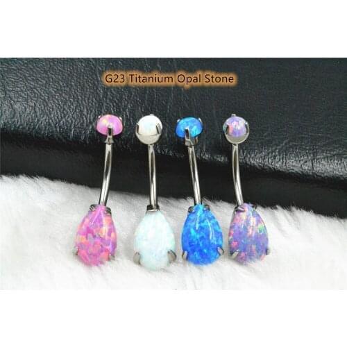 4pcs G23 Titanium Opal Navel Belly Button Rings Sexy Woman Belly Piercing Barbell Navel Piercing Girls Fashion Body Jewelry
