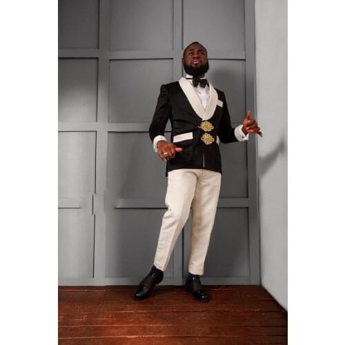 Handsome Groomsmen Shawl Lapel Groom Tuxedos Mens Wedding Dress Man Jacket Blazer Prom Dinner (Jacket+Pants+Tie) K83