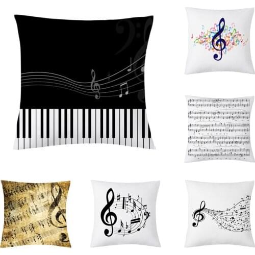 Creative Music Notes Cushion Cover 45cmx45cm Musical Note Printing Pillow Case Cushion Cover Home Decoration Pillow Case