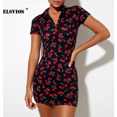 Fashion Summer New Women Polo Collar Short Sleeves Floral Pencil Dress Sexy Bodycon Slim Elegant Offiec Lady Party Mini Dresses