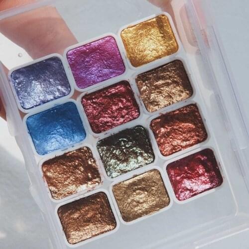 6/12/24 Color Solid Watercolor Paint Set Portable plastic Box Watercolor Pigment for Beginner Drawing Macaron set Art supplies