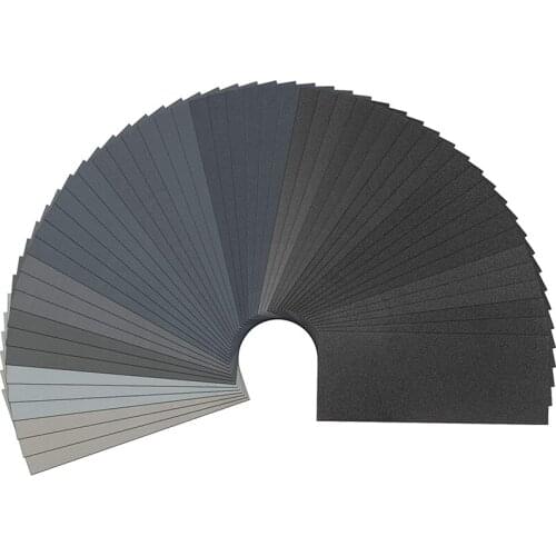51PCS Dry and Wet Sandpaper 120 to 7000 Grit 9X3.6 Inches Wood and Metal Polishing