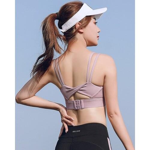 New womens Comfort Vest style sports bra gym running XXL Beautiful back high strength Yoga gathers underwear