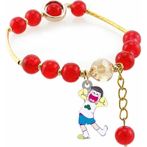 Cartoon Osomatsu-san Epoxy Resin charm Bracelets Red crystal beads Elastic Bracelets Jewelry gift for birthday OS78