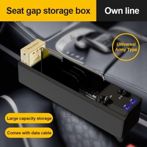 Car Seat Crevice Storage Box Seat Gap Slit Pocket Catcher Organizer Universal Car Seat Organizer With Dual USB Charging Cable