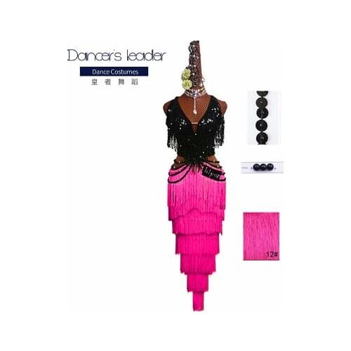 Latin Dance Dress Professional Competition Costume Tassel Sequin Fluorescent Dance Skirt Female Adult Children Custom Costume