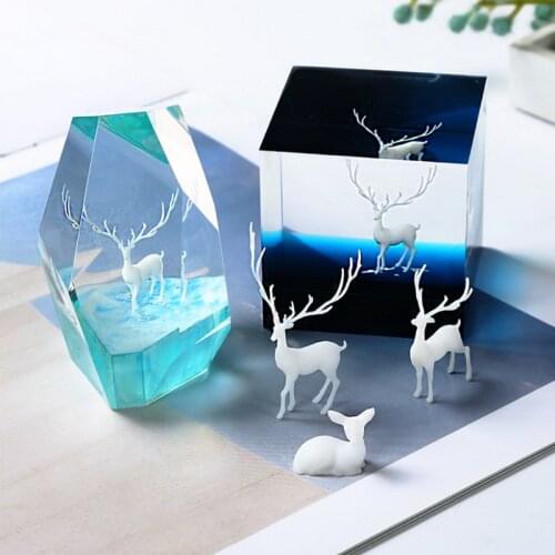 3D Mini Deer Stuff Miniature Craft Elk Charms Handmade Jewelry DIY Epoxy Resin Pendant Fillings Accessory