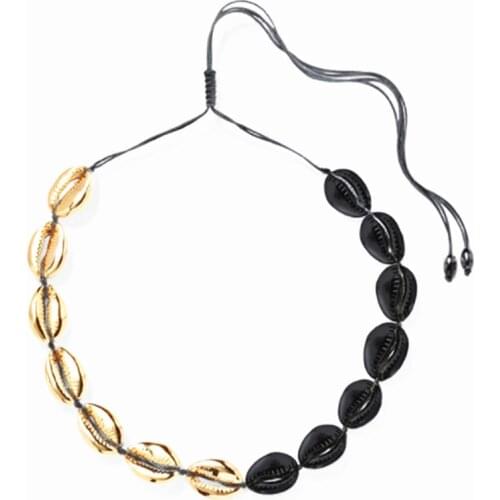 Puka Natural Shell matte black cowrie Shell necklace bijoux collier femme boho bohemian jewellry chokers necklaces 2019 new