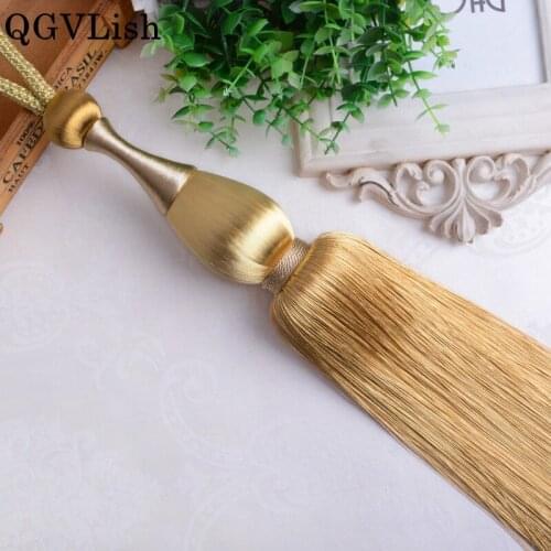 QGVLish 2Pcs Curtain Tiebacks Brush Tassels Fringe Hanging Belts Balls Bind Ropes Straps Curtain Accessories Tie back Home Decor