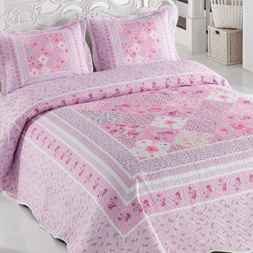 My blanket Jaden Pink Double Personality Quilted Bedspread 100 Microfiber Fabric Breathable Feature Easily Ironed Fast Dry
