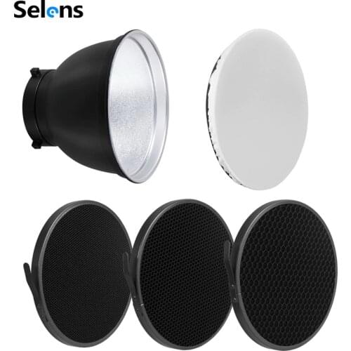 Selens 7" 18cm Standard Reflector Dish 20 40 60 Degree Honeycomb Grid Soft Diffuser Lamp Shade for Bowens Strobe Flash Light