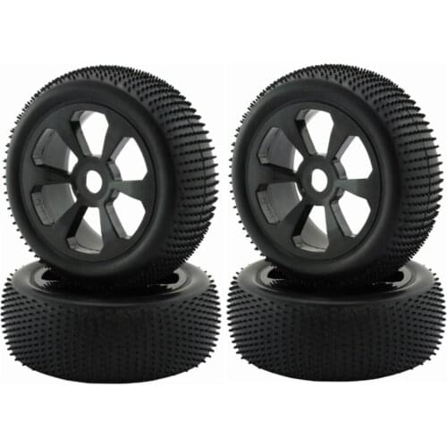 6 spoke 4Pcs Tyre Tires&Wheel Rim 17mm For HPI Kyosho MP9 1:8 RC Buggy Off-Road RC Car