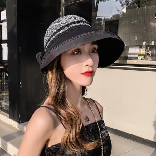 Summer Hats For Women Big Wide Brim Empty Top Lady Hat Sunscreen Sun Visor Sun Hat Beach Cap Outdoor Collapsible hats Maershei