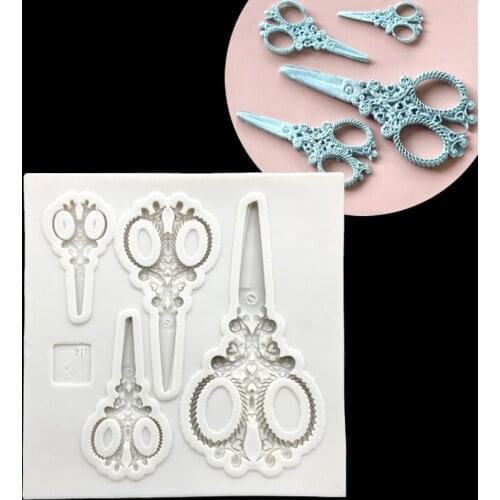 Silicone Scissors Shapes Fondant Cake Chocolate Candy Jello Silicone Decorating Mold Tools