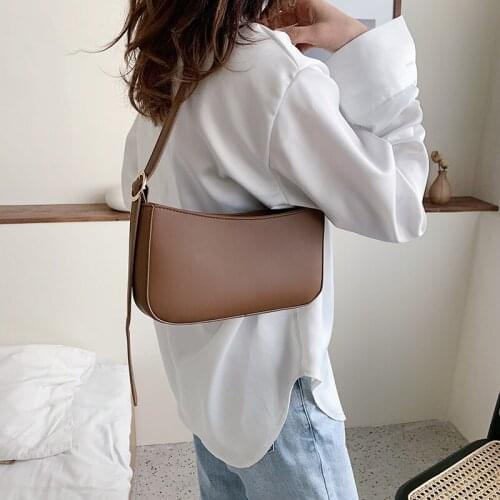 Bags of Women 2021 New Women Bags PU Leather Shoulder Bag Retro Simple Saddle Bag Korean Shoulder Messenger Bag