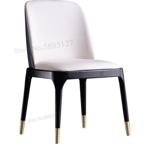 Light Luxury Dining Table And Chair Nordic Household Leather Soft Bag Backrest Stool Post Modern Minimalist Solid Wood Negotiati