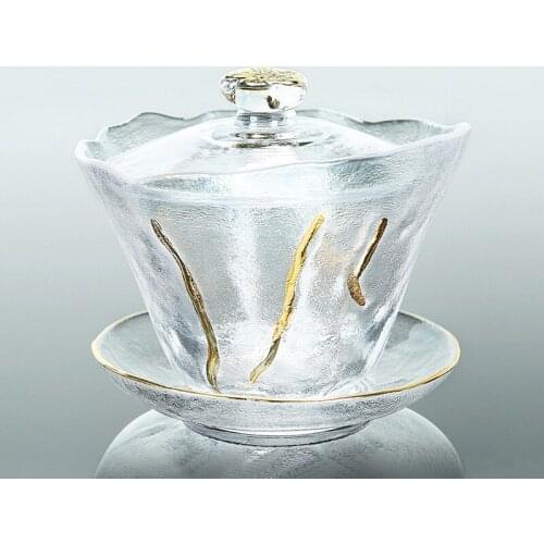 Heat-resistant Glass Sancai Bowl Plum Blossom Fair Cup Hammer Eye Pattern Phnom Penh Lid Bowl Frosted Tea set Plum Blossom Bowl