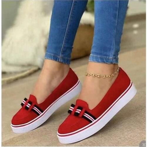 Womens Spring Autumn PU Outdoor Round Toe Flats Womens Heel Platform Comfortable Shoes Female Fashion Casual Loafers